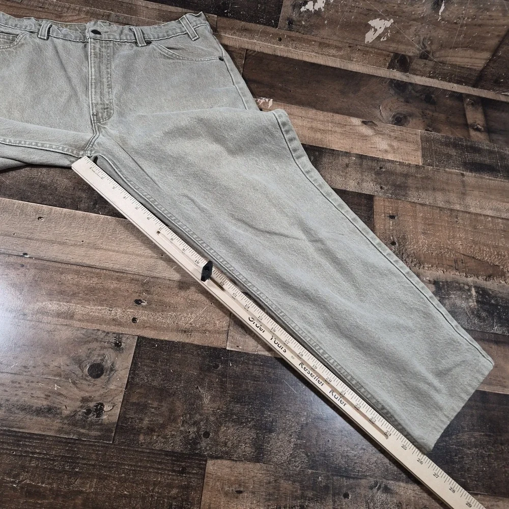 Vintage 90s 550 Levis Jeans Mens 34x27 Green Denim Orange Tab Made in USA 1996